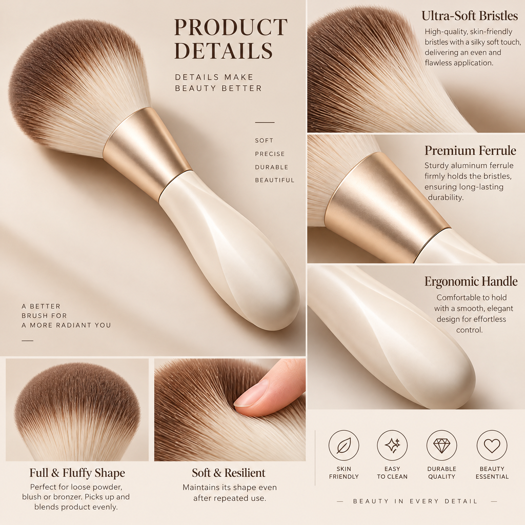 Sculpted Ivory Powder Brush — design details