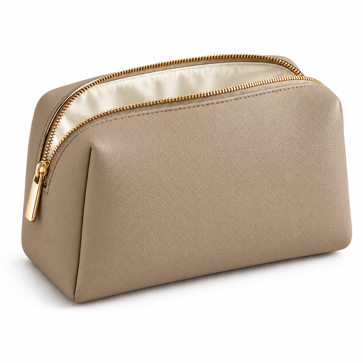 Taupe Zip Makeup Pouch — silhouette
