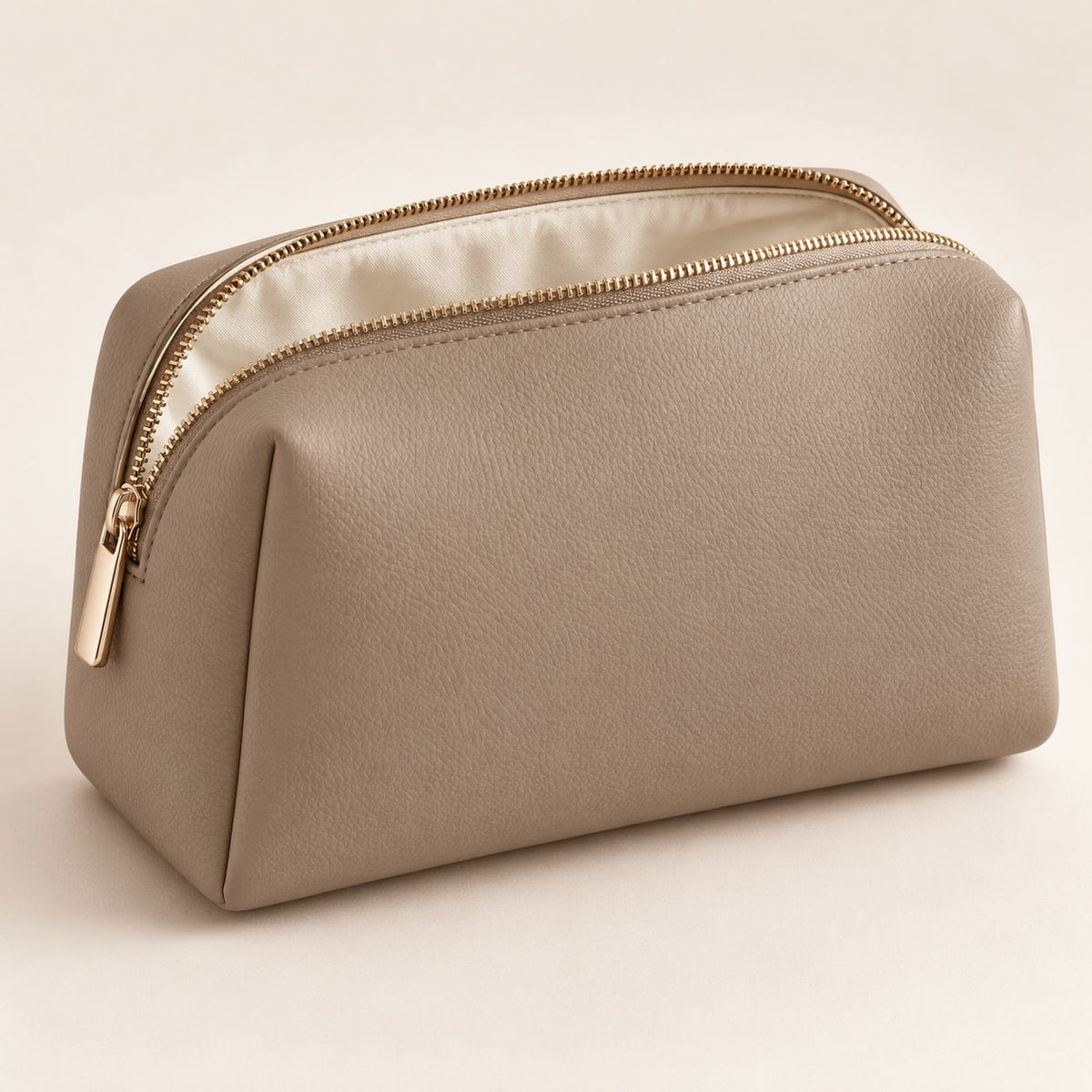 Taupe Zip Makeup Pouch — product view