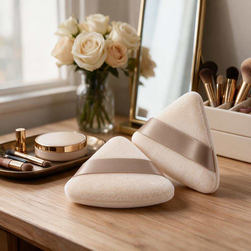 Ivory Triangle Powder Puff Duo — daily styling